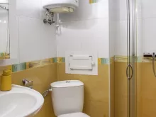 Туалет и душевая кабина в ванной комнате