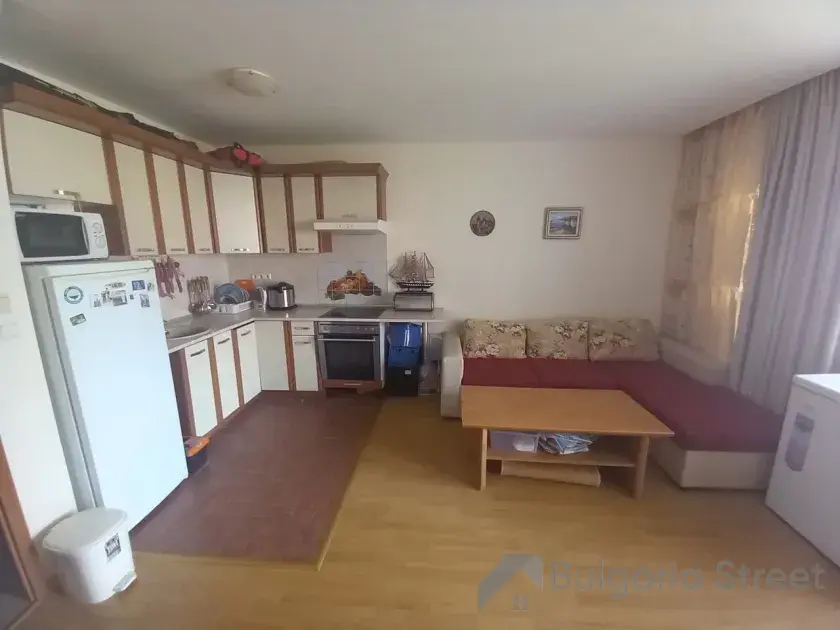 кухонная зона и диван в комнате
